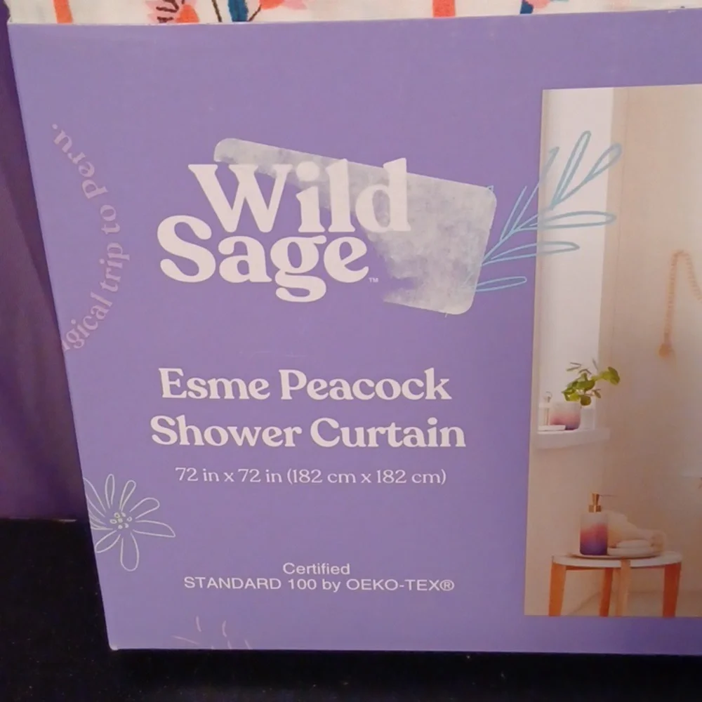 New Wild Sage Esme Peacock Shower Curtain 72 in x 72 in